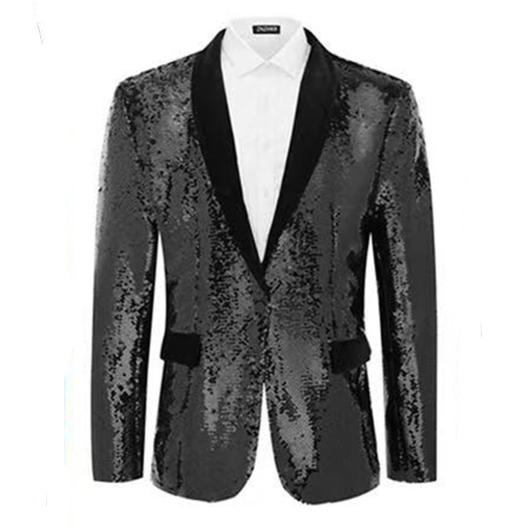 Men's glamorous sequin blazer with classic lapel cut Lisslune