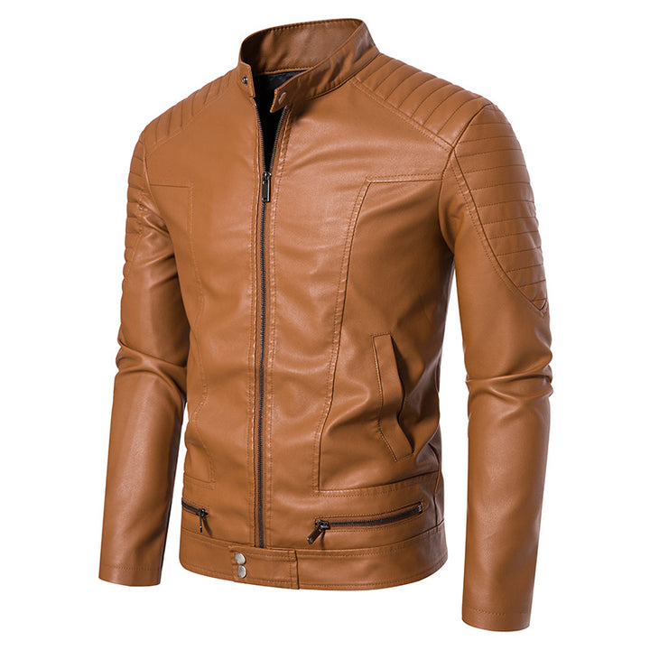 Men's fashionable synthetic leather jacket with stylish details Lisslune