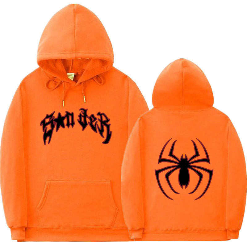Women's hoodie with striking spider motif and coarse lettering Lisslune
