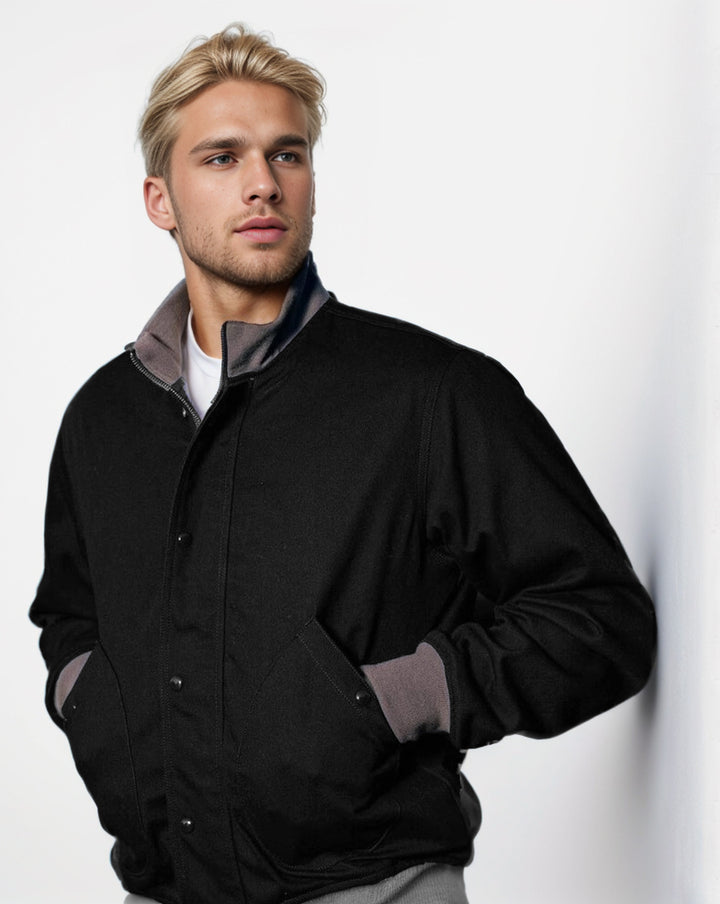 Men's casual transitional jacket with high collar and practical pockets Lisslune