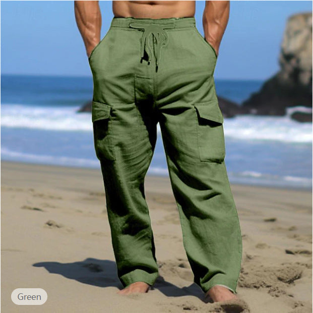 Men's Comfortable Cargo Pants with Practical Drawstring and Side Pockets Lisslune