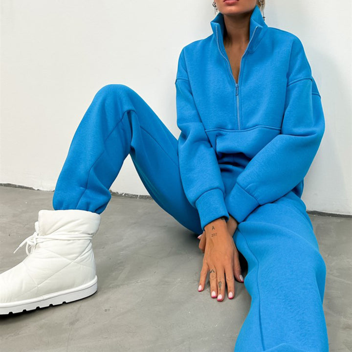 Women's sporty loungewear set with high collar and elastic waist Lisslune