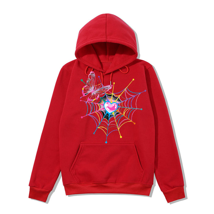 Women's hoodie sweatshirt with creative butterfly and spider web design Lisslune