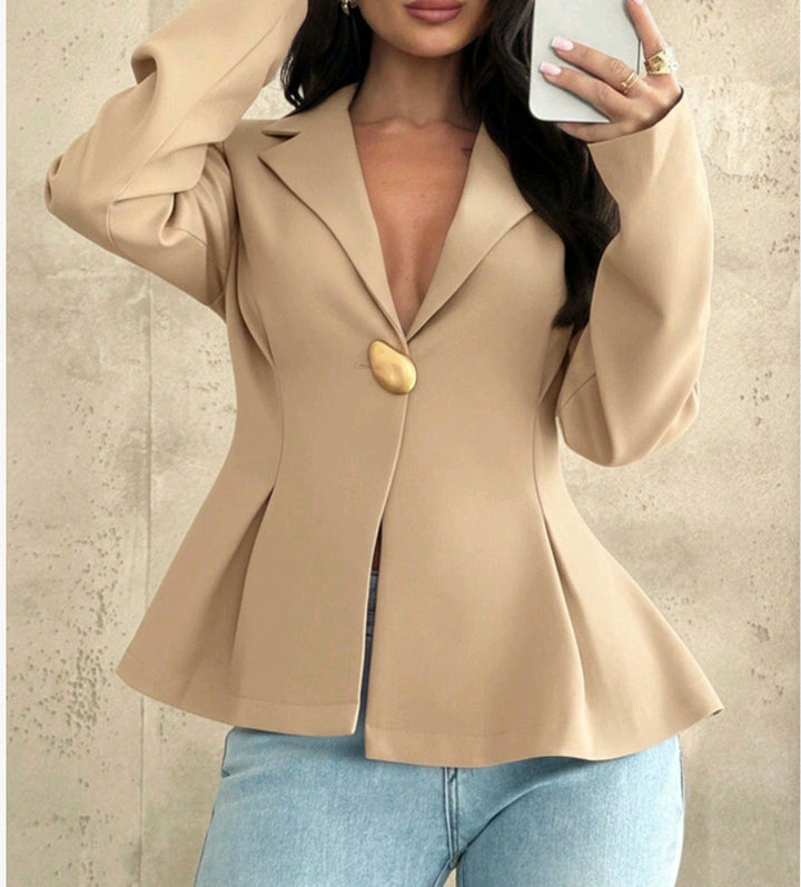 Women's Peplum Blazer with Unique Button Details Lisslune