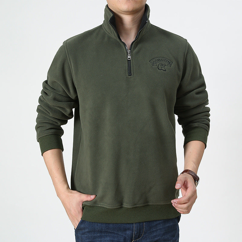 Men's Fleece Pullover with Quarter Zipper and High Collar Lisslune