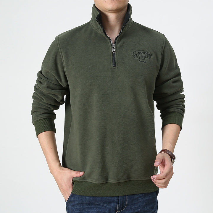 Men's Fleece Pullover with Quarter Zipper and High Collar Lisslune