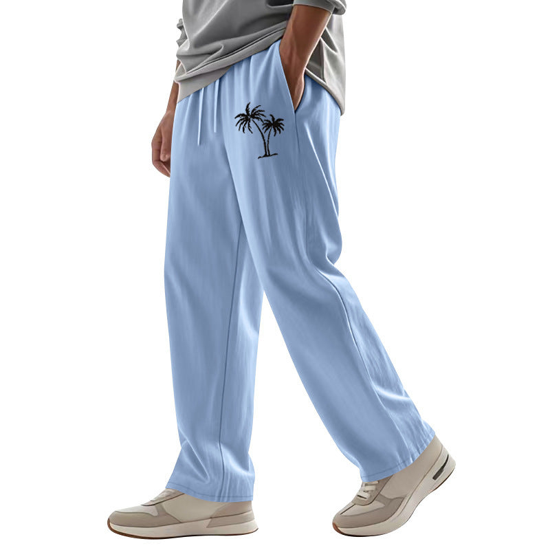 Men's Casual Leisure Pants with Side Logo Print Lisslune