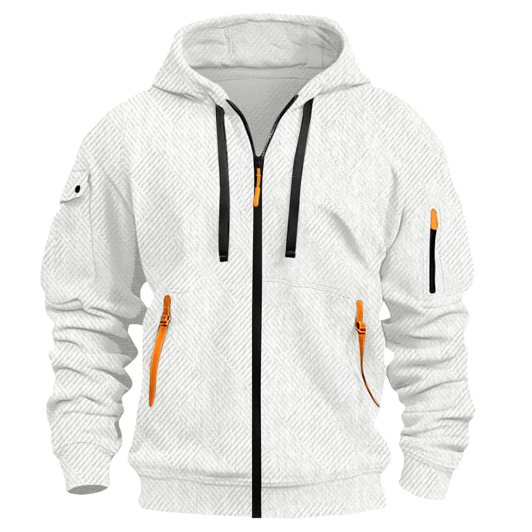 Men's sporty hoodie made of functional material with innovative structural design and two side zip pockets Lisslune