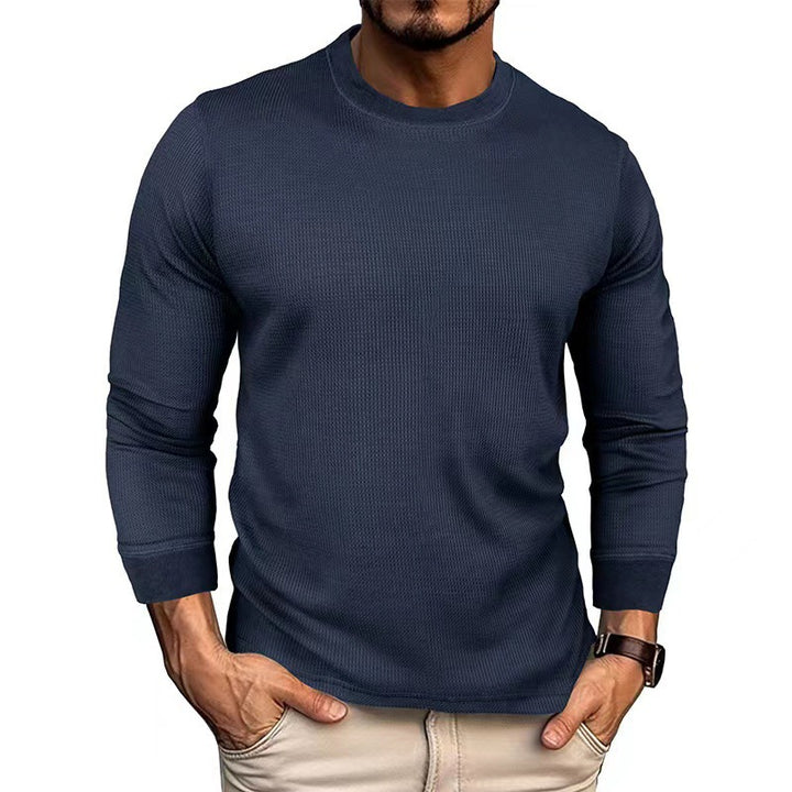 Men's Fashion Long Sleeve Shirt with Textured Ribbed Look Lisslune