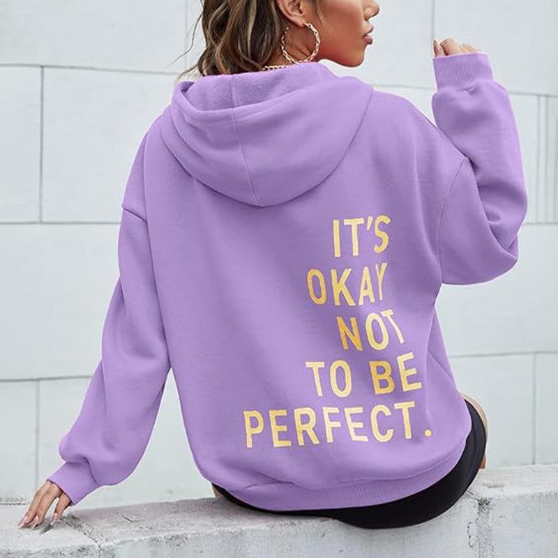 Women’s hoodie with motivational lettering and cozy lining Lisslune