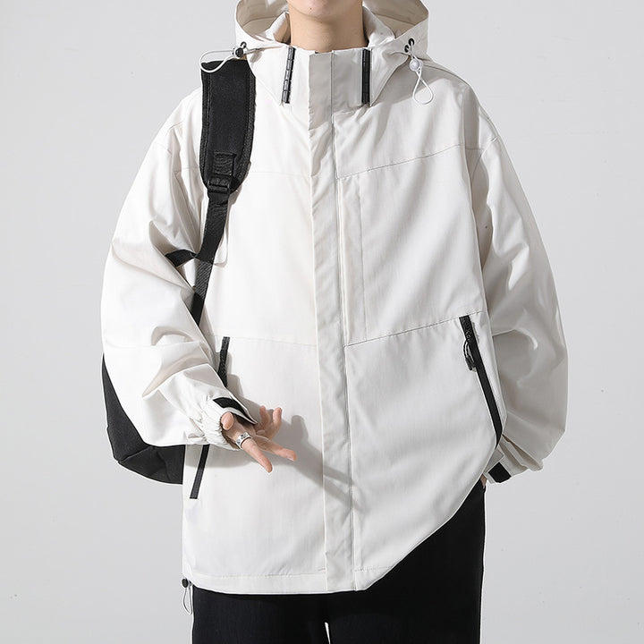 Men's Waterproof Transition Jacket with Adjustable Hood Collar and Practical Pockets Lisslune