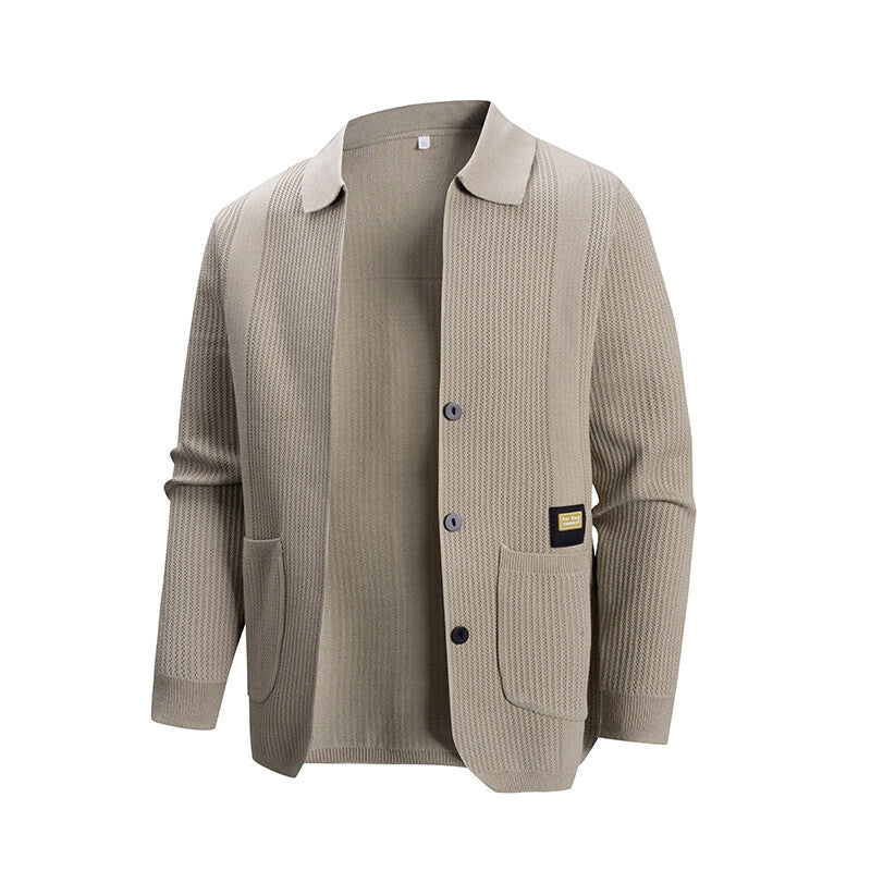 Men's cardigan with modern rib pattern and practical pockets Lisslune
