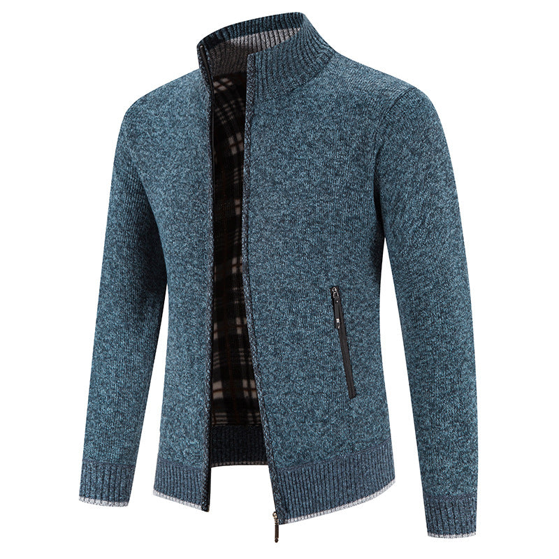 Men's cardigan with high collar and practical zip pockets Lisslune