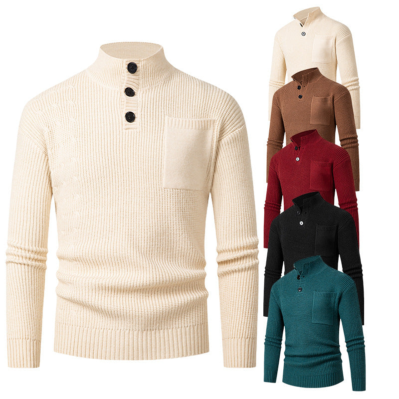 Men's High-Quality Sweater with Modal Pattern and Chest Pocket Lisslune