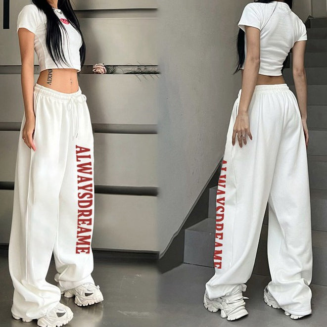 Women’s casual sweatpants with motivational lettering and elastic waistband Lisslune