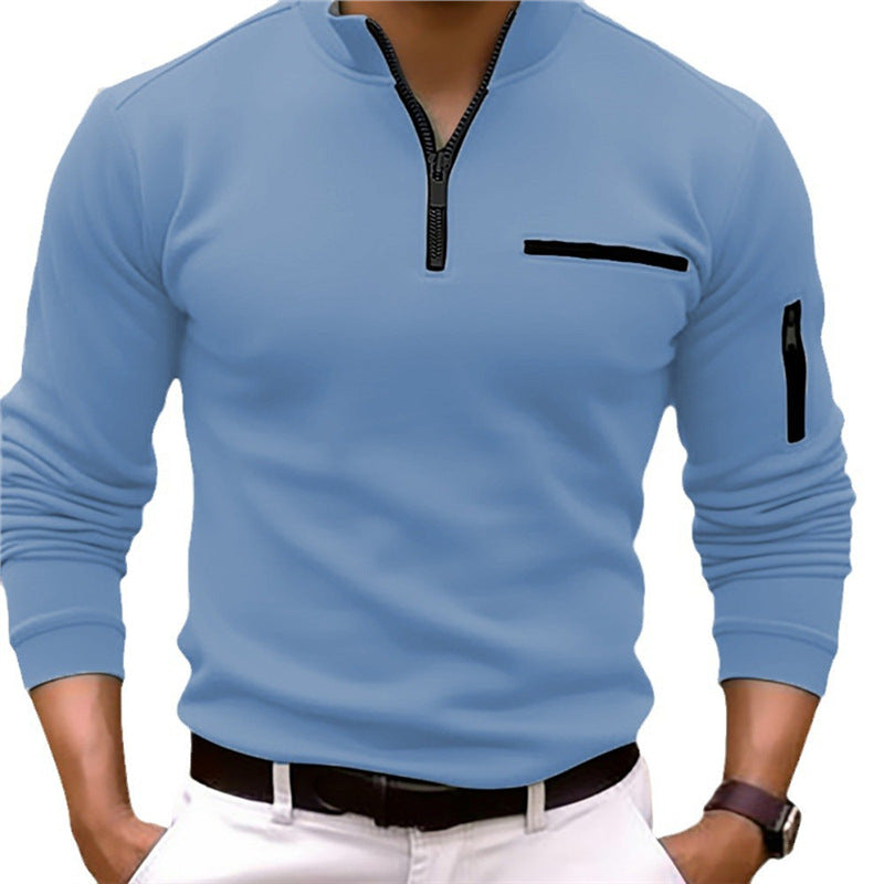Men's sporty sweater with half zip and practical pockets Lisslune