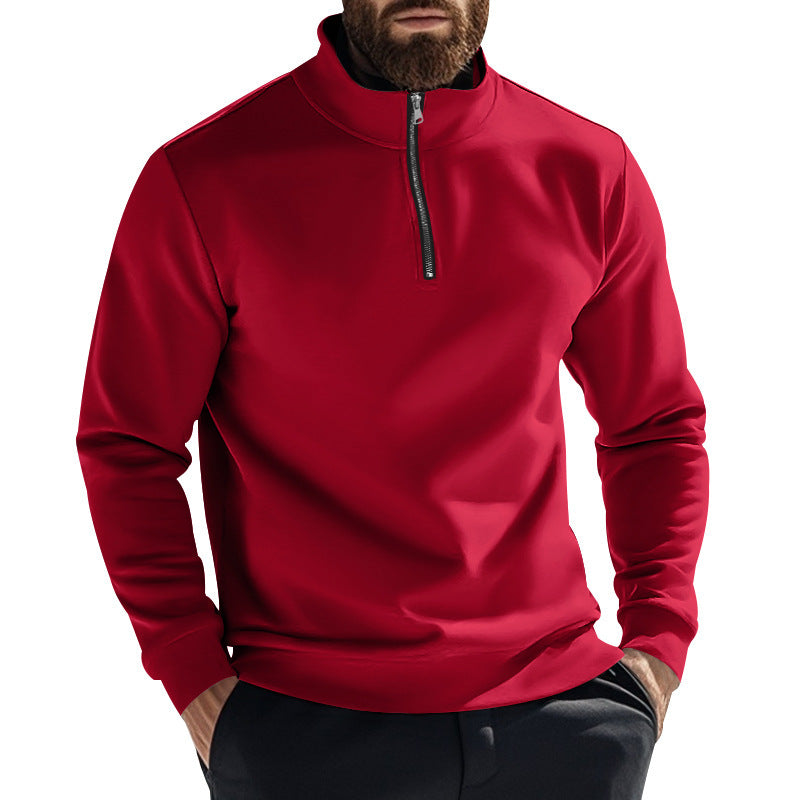 Men's fleece pullover with high collar and half zipper Lisslune