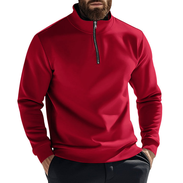 Men's fleece pullover with high collar and half zipper Lisslune