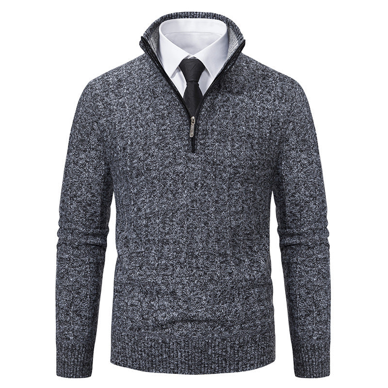 Men's stylish knitted sweater with zipper and high collar Lisslune