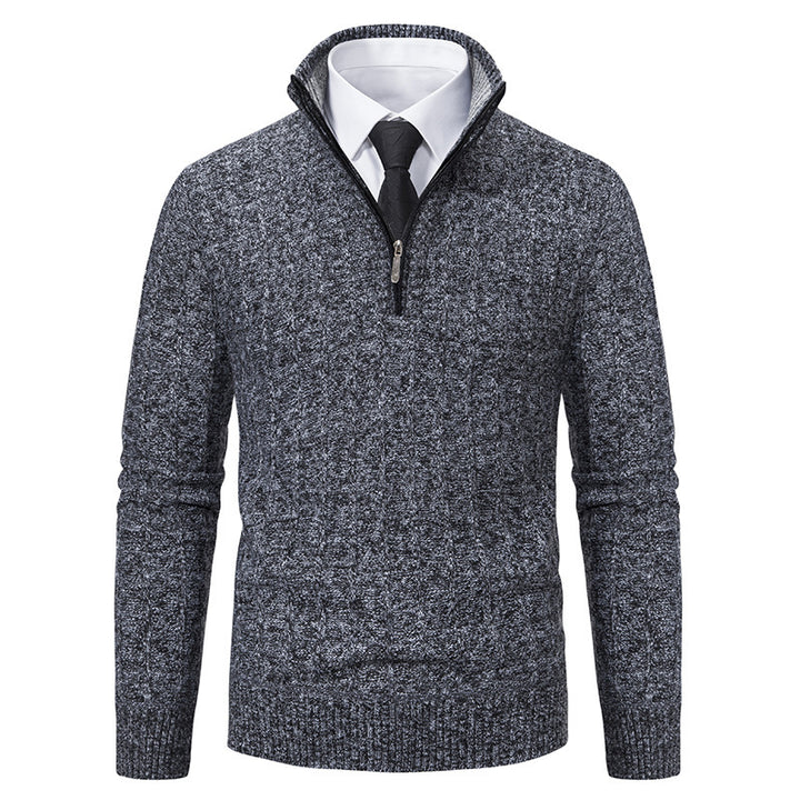 Men's stylish knitted sweater with zipper and high collar Lisslune