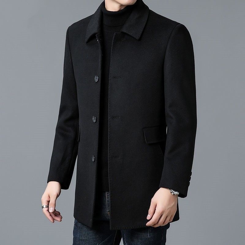 Men's elegant wool coat with classic lapels and pockets Lisslune