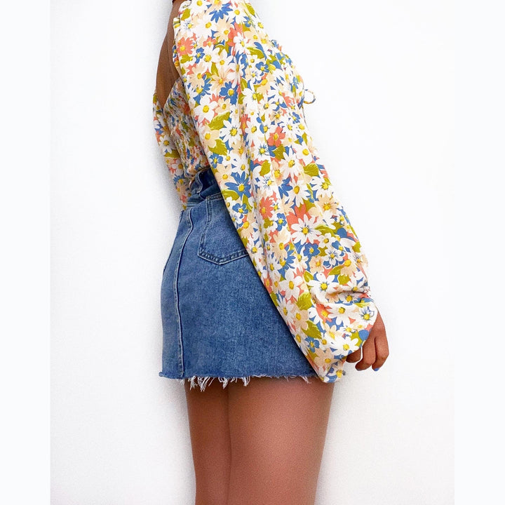 Women's blouse with puff sleeves and floral pattern Lune London
