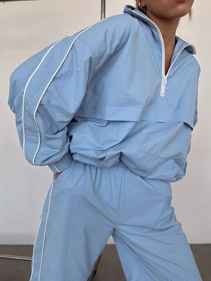 Women's sporty anorak jacket with zipper and ribbed sleeves Lisslune