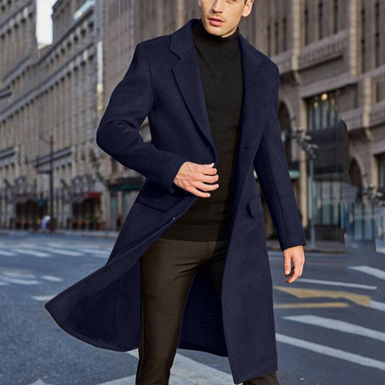 Men's elegant, classic long coat with structured cut Lisslune
