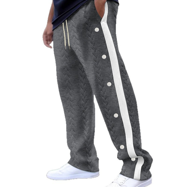 Men's sporty chino pants with side snap button details and elastic waistband Lisslune