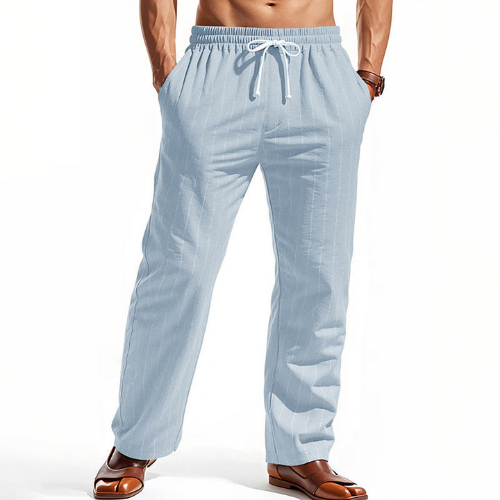 Men's casual leisure pants with elastic waistband and modern stripes Lisslune