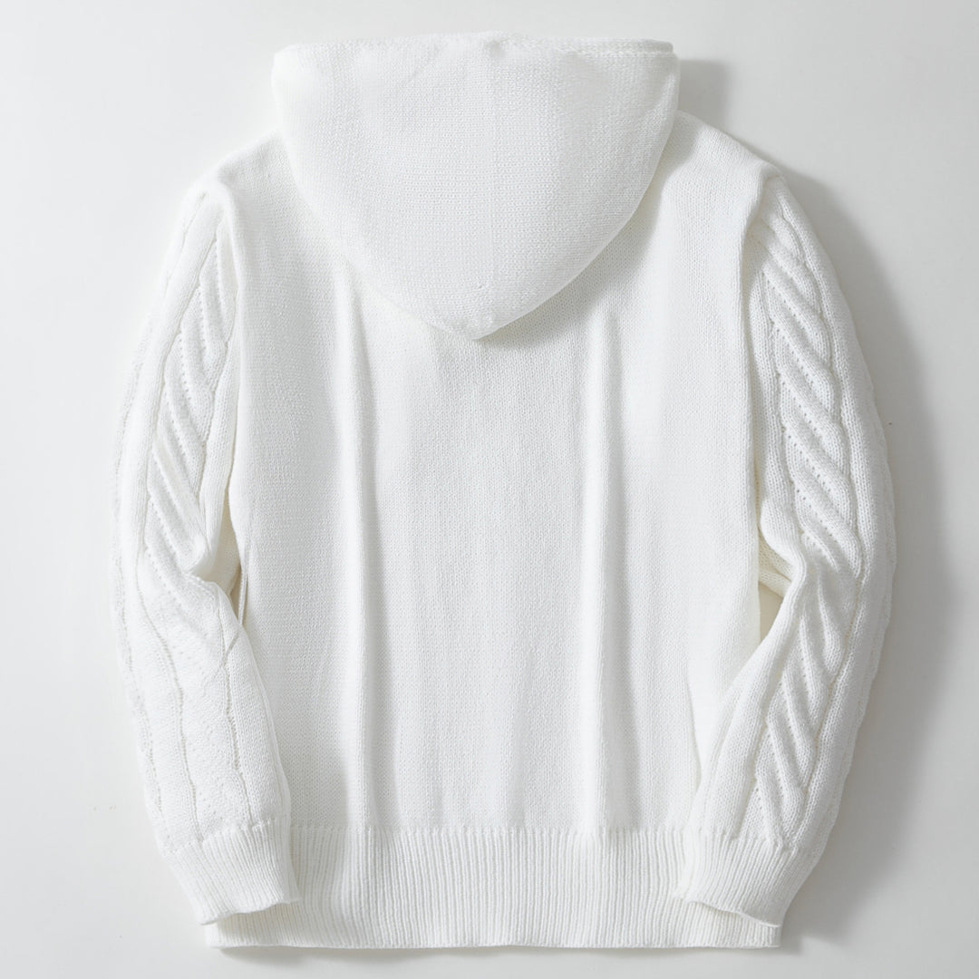 Men's knitted pullover with hood and textured cable pattern Lisslune