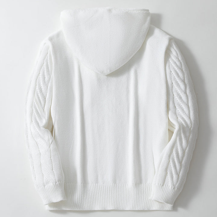 Men's knitted pullover with hood and textured cable pattern Lisslune