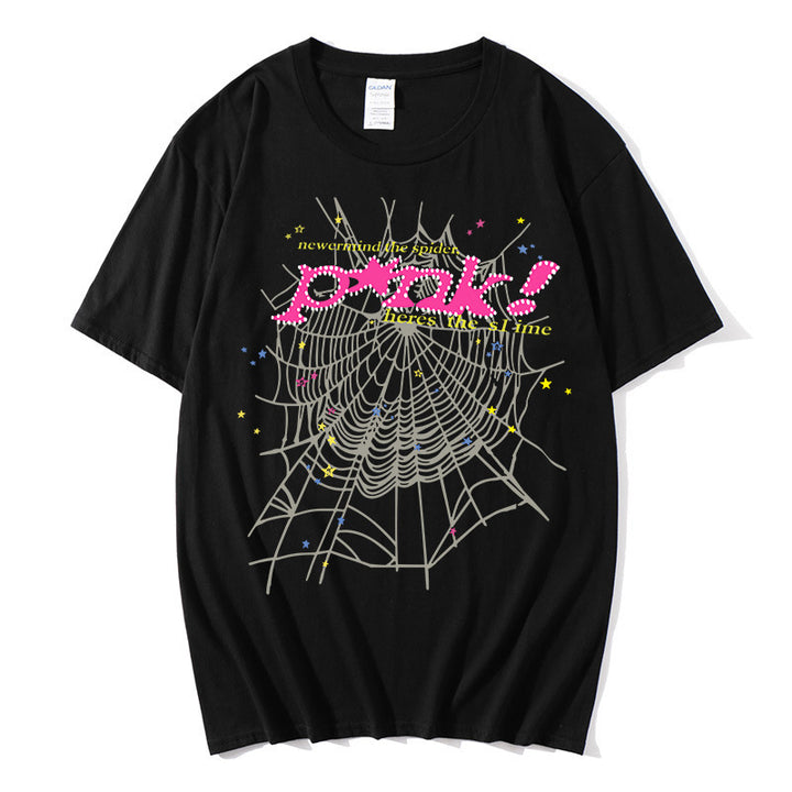 Women's casual T-shirt with creative spider web design Lisslune