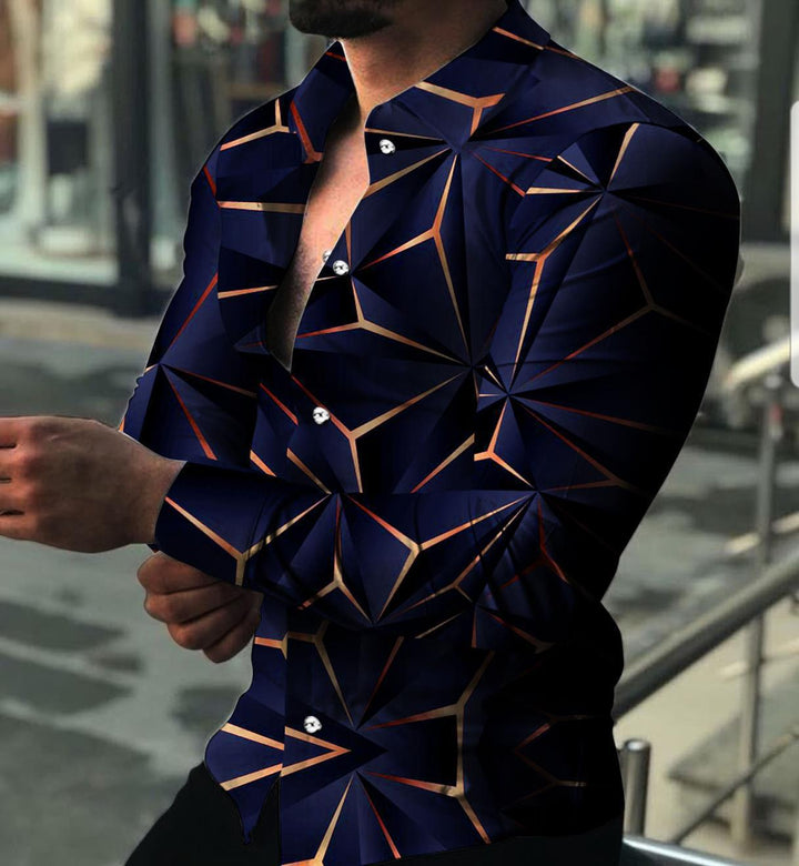 Men's Long Sleeve Shirt with Modern 3D Design and Textured Pattern Lisslune
