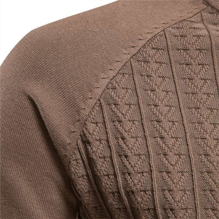 Men's knitted pullover with fashionable stand-up collar and textured design Lisslune