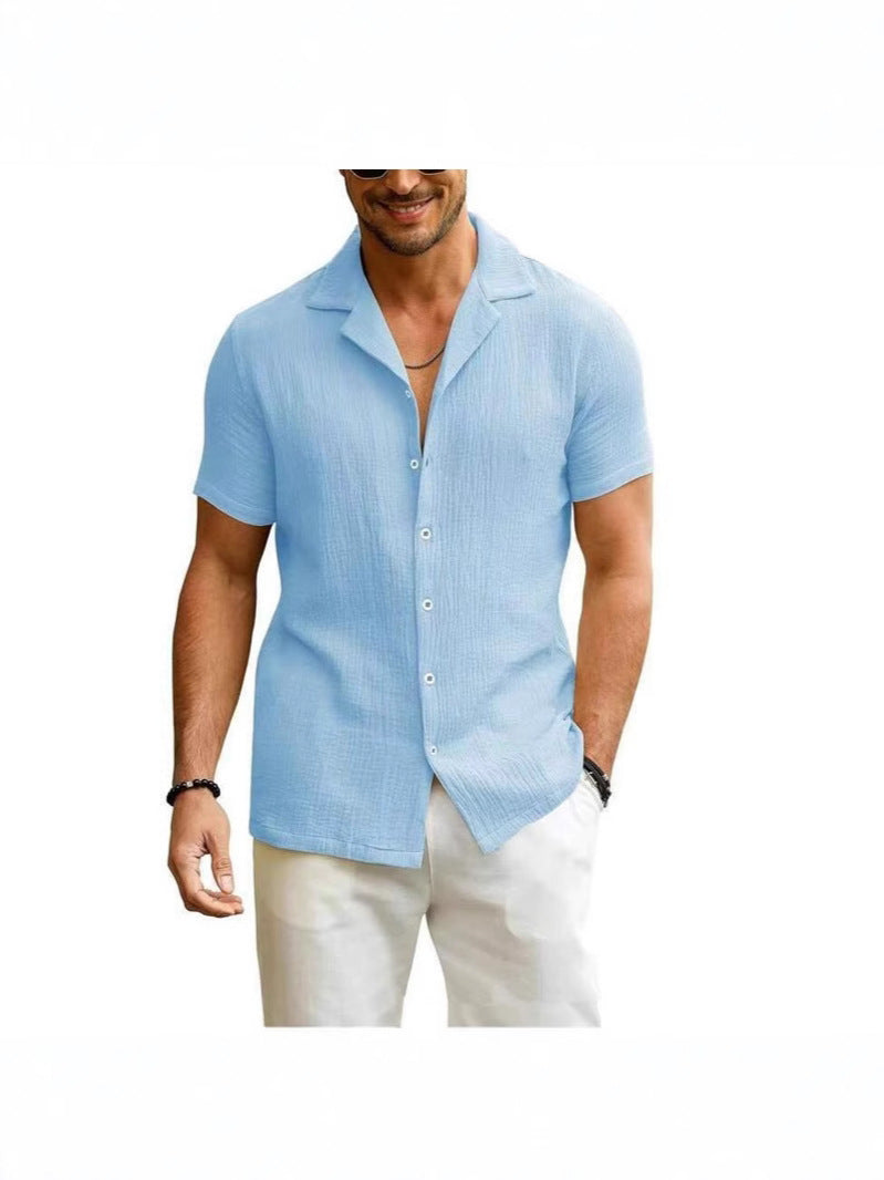 Men's short-sleeve shirt with textured fabric and casual fit Lisslune