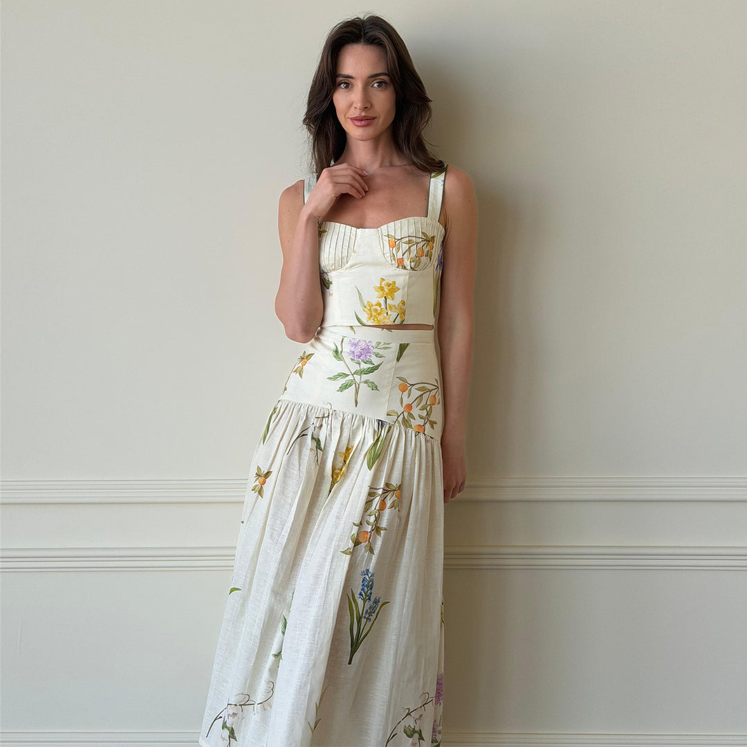 Women Two-Piece Set with Floral Details and Sophisticated Cut Lisslune