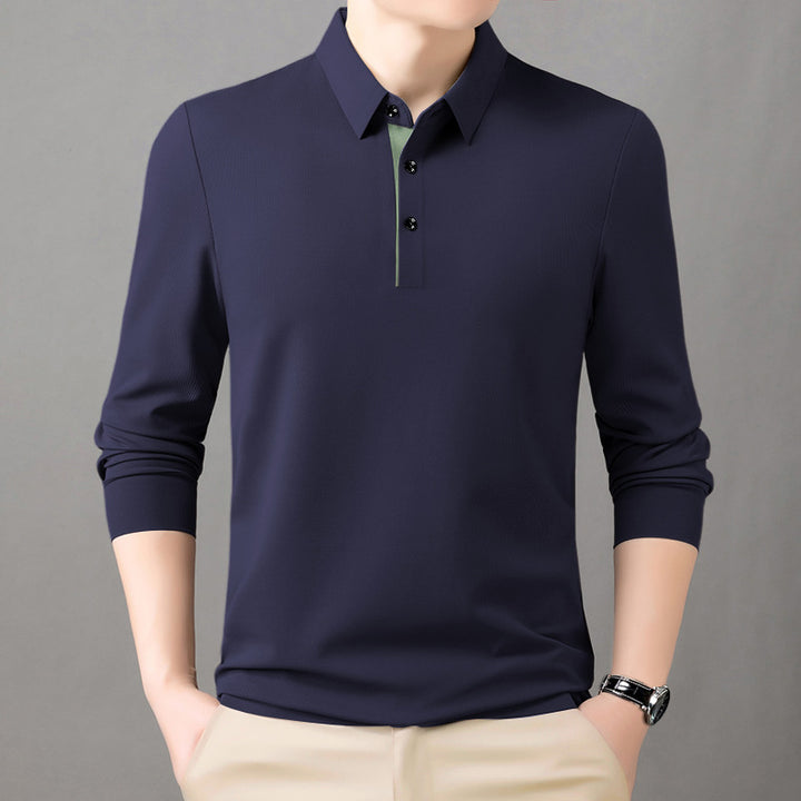 Men's comfortable long-sleeve polo shirt with elegant collar Lisslune