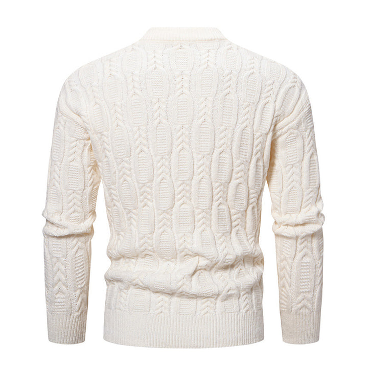 Men's fashionable turtleneck sweater with textured cable pattern Lisslune