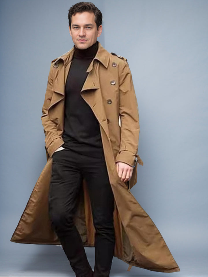 Men's elegant trench coat with adjustable belt and classic details Lisslune