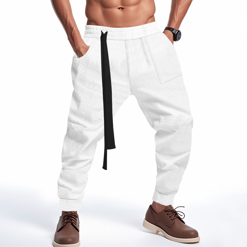 Men's casual fabric trousers with functional pockets and practical drawstring Lisslune