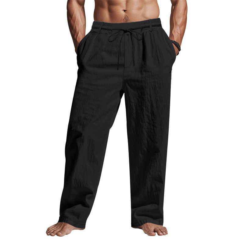 Men's casual beach pants with adjustable drawstring and practical side pockets Lisslune