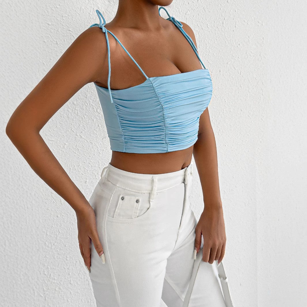 Damen Crop-Top mit Raffungen und verstellbaren Trägern Lisslune