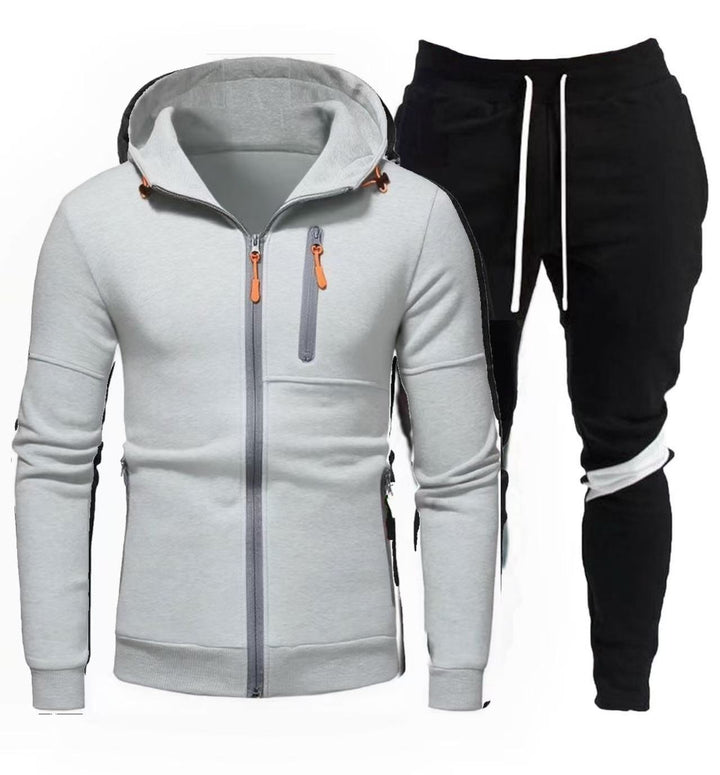 Men's sporty hooded jacket with practical zipper and jogger pants Lisslune