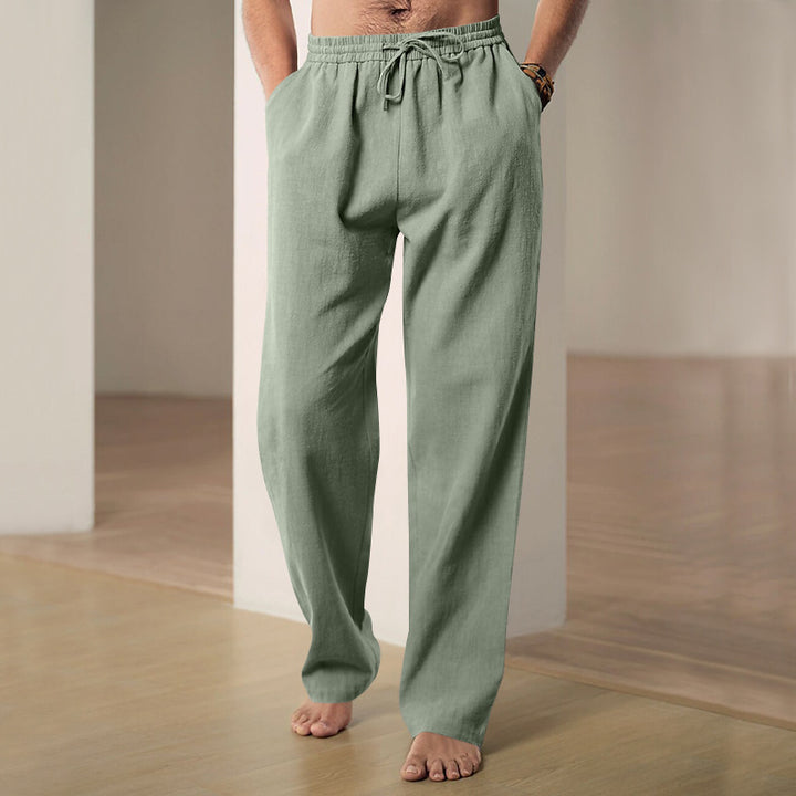 Men's Comfortable Casual Pants with Elastic Waistband and Side Pockets Lisslune