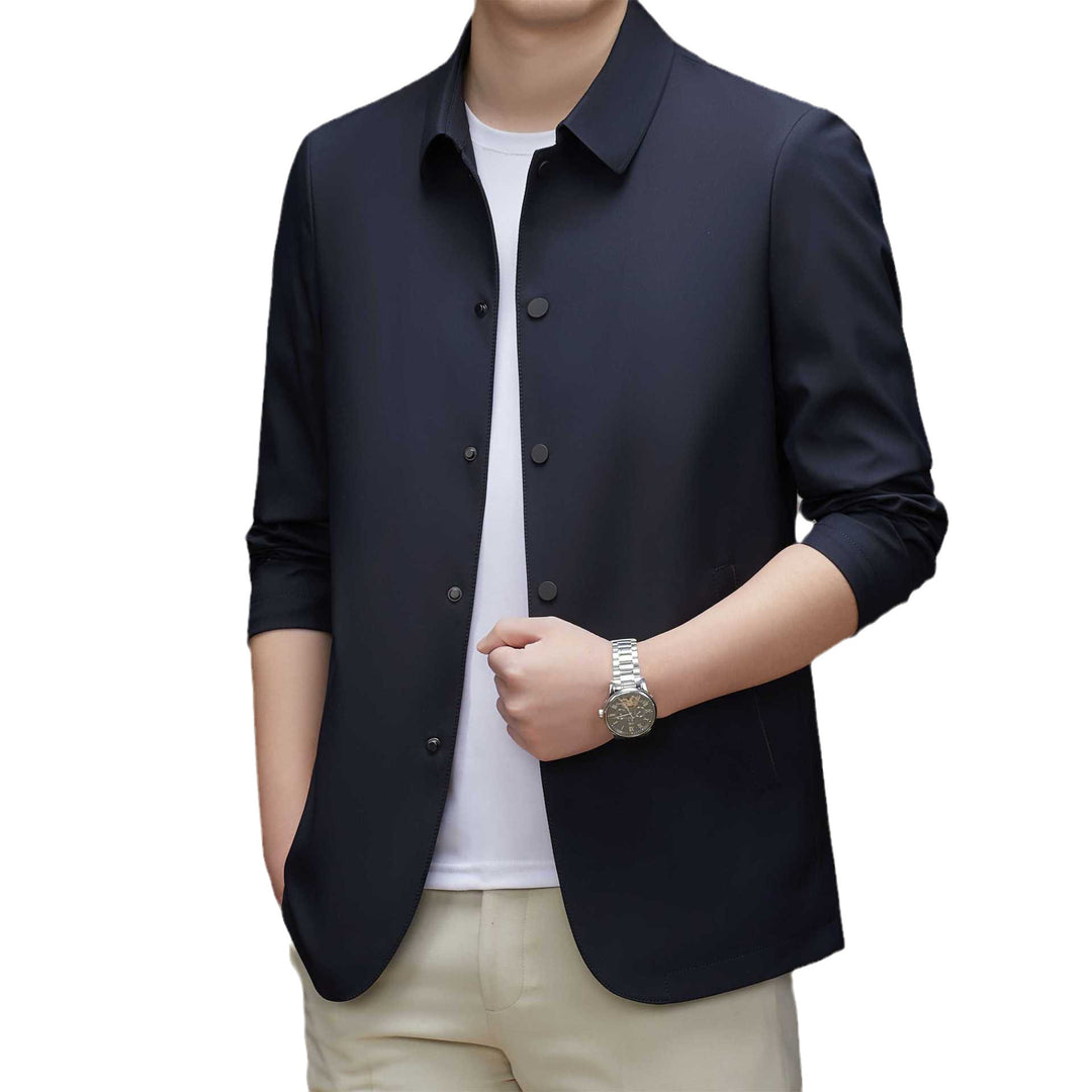 Men's Fashionable Transition Jacket with Breathable Fabric and Practical Snap Button Closure Lisslune
