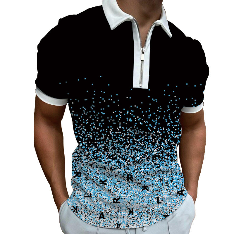 Men's polo shirt with modern graphic pattern and zipper Lisslune