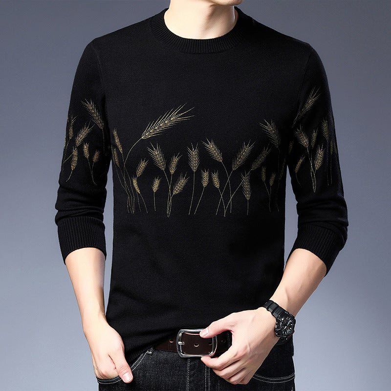 Men's knit sweater with elegant grain motif Lisslune