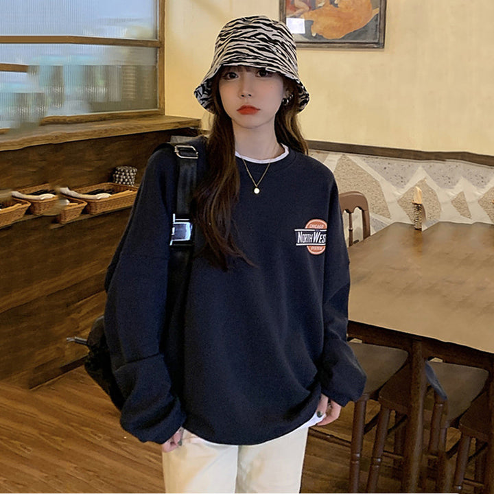 Women's casual oversized sweater with stylish logo and pleasantly soft interior lining Lisslune