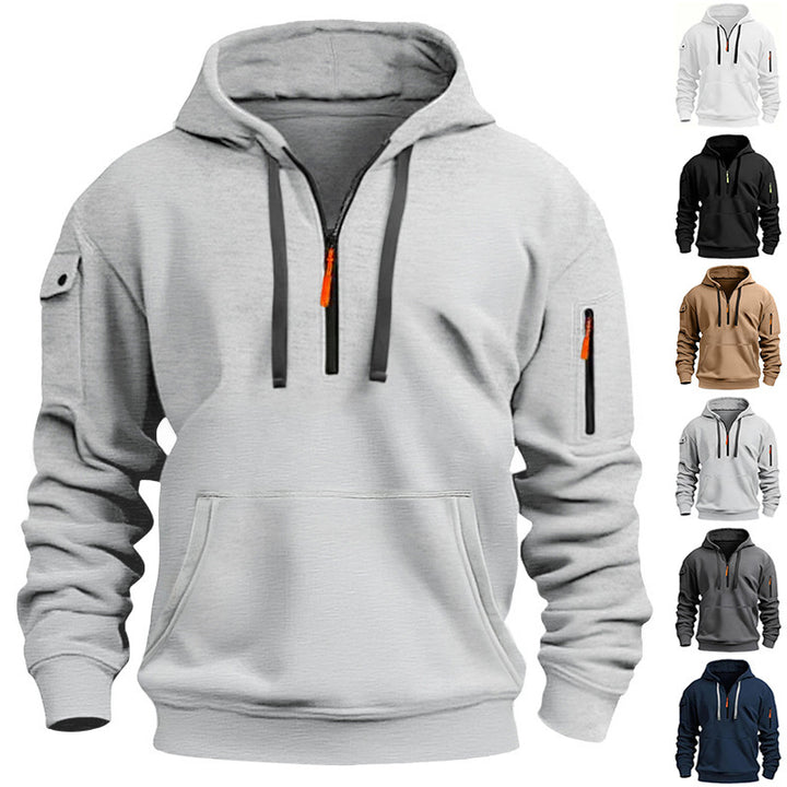 Men's sporty hoodie with zipper and practical pockets Lisslune